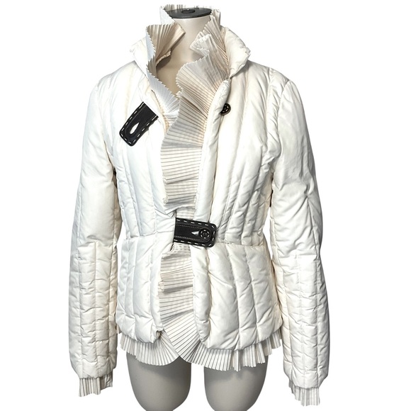 ARDEN B sz Medium Puffer Jacket Down Quilted Elaborate CollarPockets Cream - Picture 1 of 8